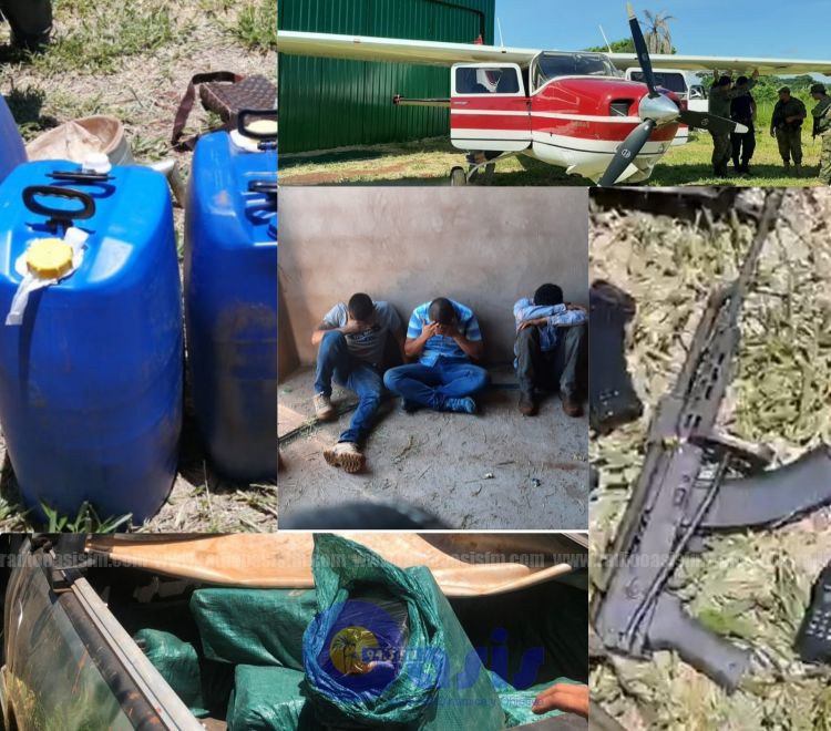 Incautan avioneta, cocaína, vehículos y detuvieron a 3 personas en Pedro Juan