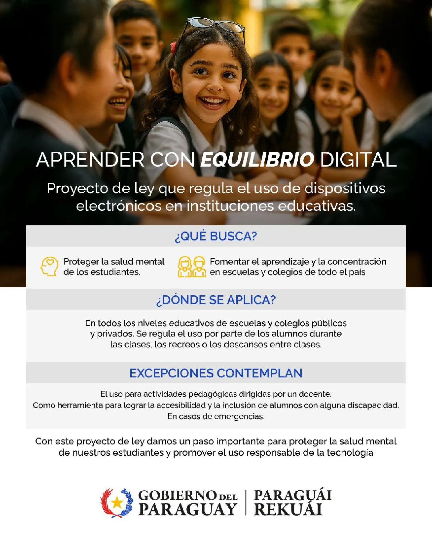 Ejecutivo presenta proyecto de ley para regular el uso de dispositivos electrónicos en instituciones educativas