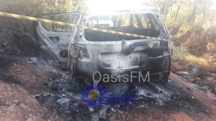 Hallan camioneta incinerados presumiblemente utilizado para atentado de sobrino de Pavao