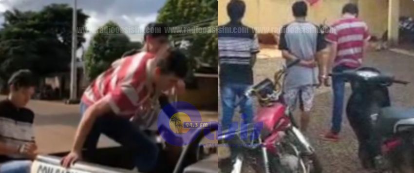Policía aprehende a 3 jóvenes con marihuana y moto Hurtado en Pedro Juan