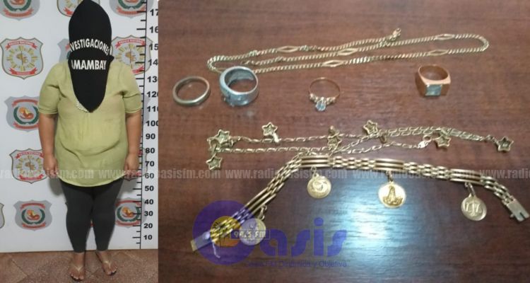 Doméstica, hurto y luego  vendió joyas de su patrona en Pedro Juan