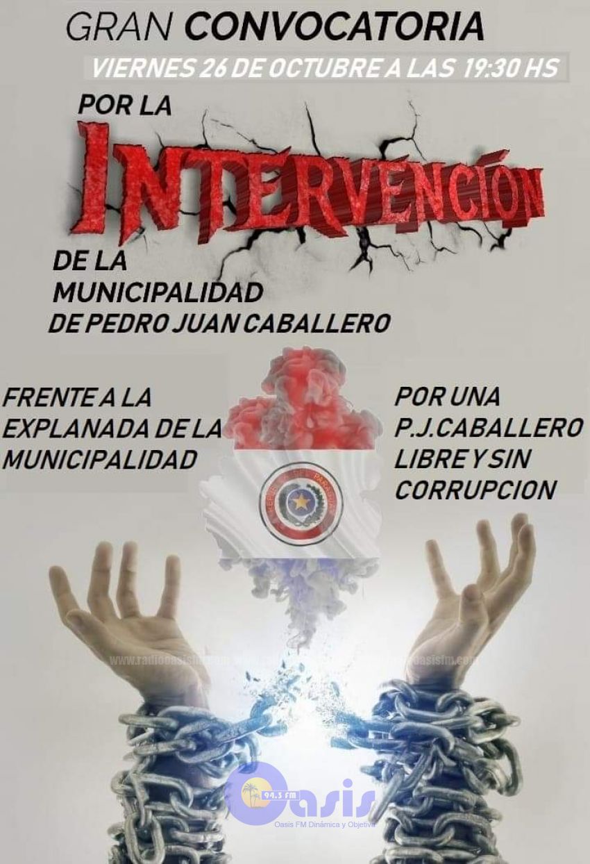 Convocan manifestación contra la corrupción frente a la Municipalidad de Pedro Juan