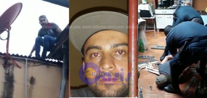 Intentó robar vivienda en Pedro Juan,  lo descubrieron y cayó del techo