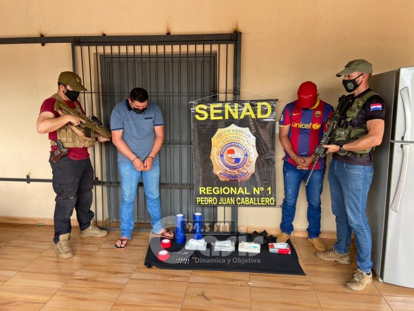 Senad captura a dos personas con casi 5 kilos de cocaína en Pedro Juan