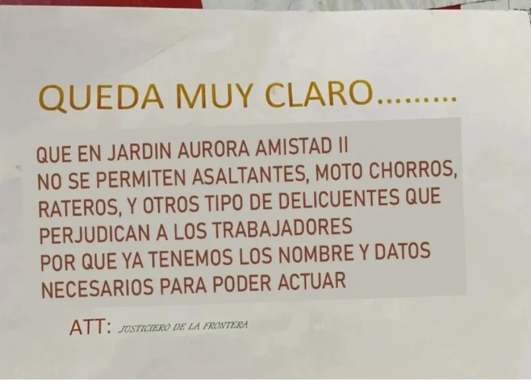 Justicieros de la Frontera: ''No se permiten asaltantes, motochorros, rateros y otro tipo de delincuentes''