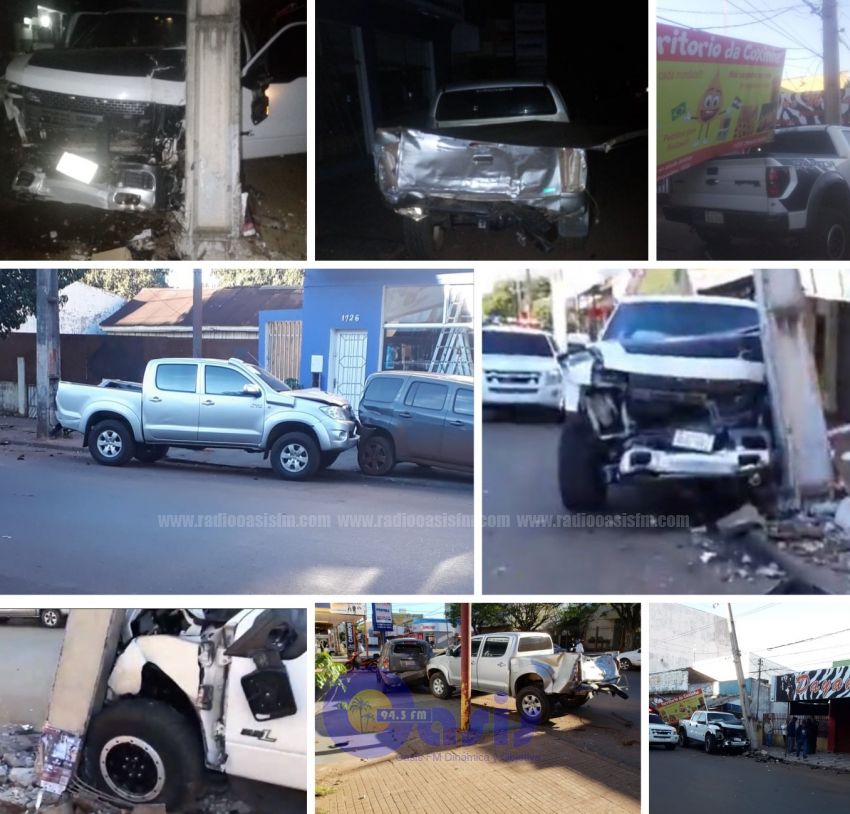 Camioneta protagonizó aparatoso accidente en el centro de Pedro Juan