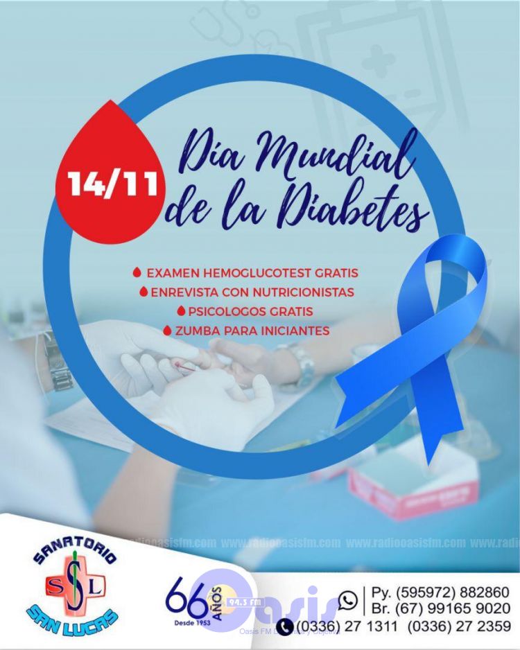 Día de la Diabetes: Sanatorio San Lucas ofrece examen de Hemoglucostest gratis y otras actividades