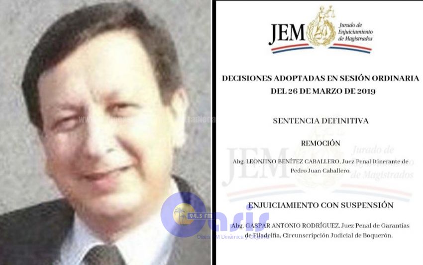 JEM destituye a juez  de Amambay por liberar a Barón Escurra
