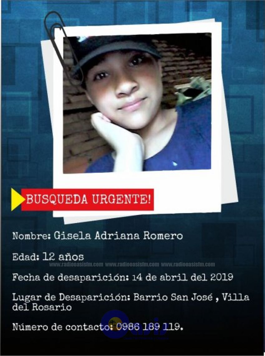 Niña está desaparecida desde el 14 de abril