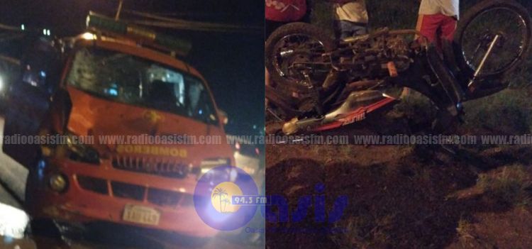 Ambulancia chocó contra motociclista en Pedro Juan