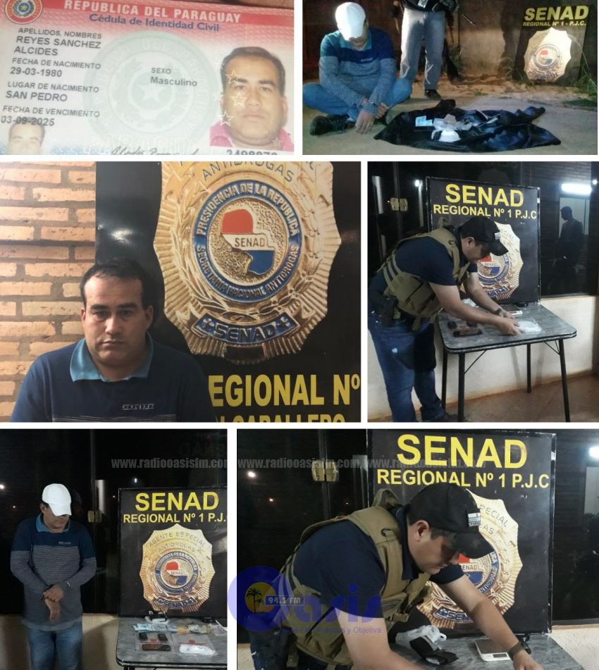 Agentes de la Senad detienen a vendedor de cocaína en Pedro Juan