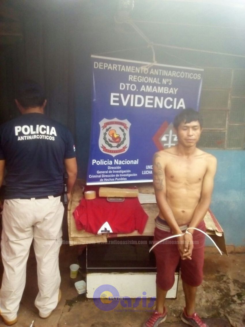 Antinarcoticos de la Polícia incauta droga en el barrio  Bernardino Caballero