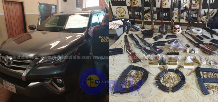 Hallan arsenal en poder de brasileños que usaban camioneta con chapa paraguaya en Ponta PorÍ£