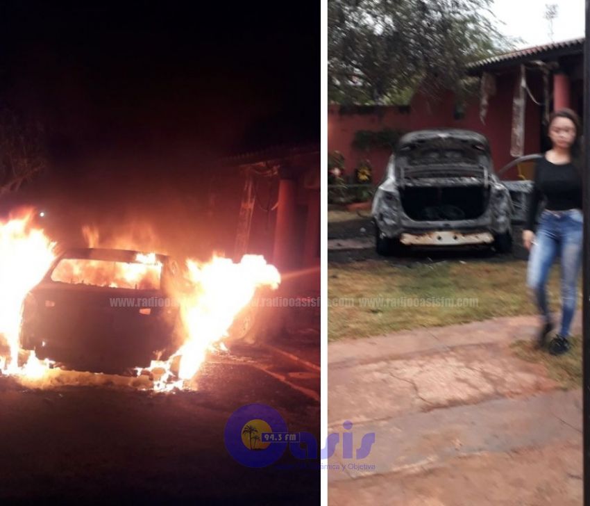 Incendian automóvil de una joven en Pedro Juan