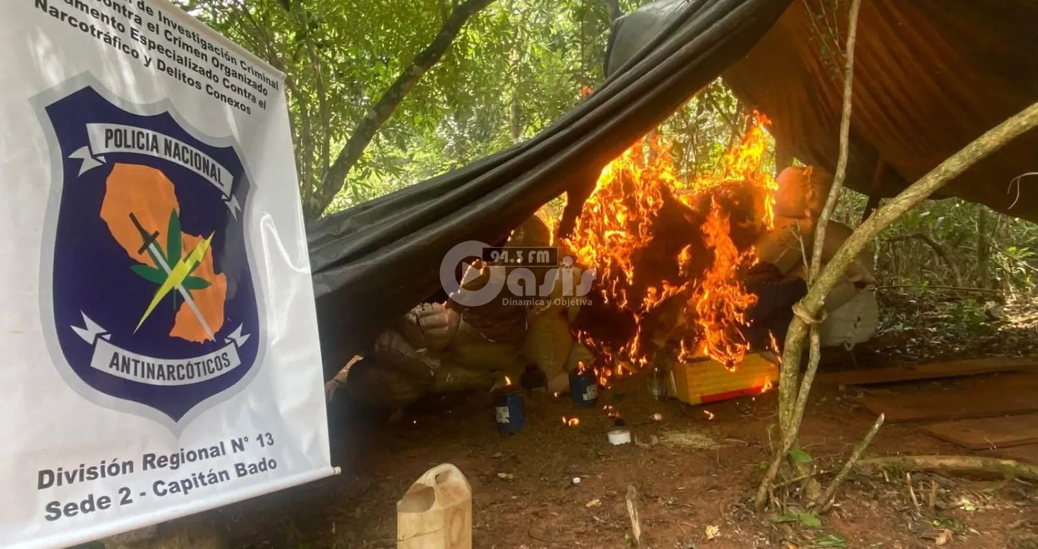 Incineran 3.500 kilos de marihuana durante operativo en Capitán Bado