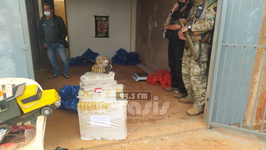 Allanamiento e incautación de cargamento de marihuana en Pedro Juan