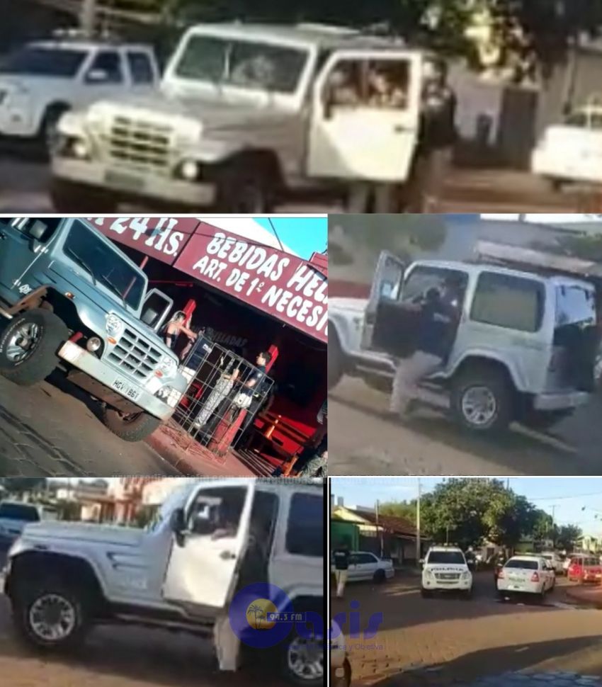 Verguenza!! Policia fue arrastrado ante la mirada de sus camaradas en Pedro Juan