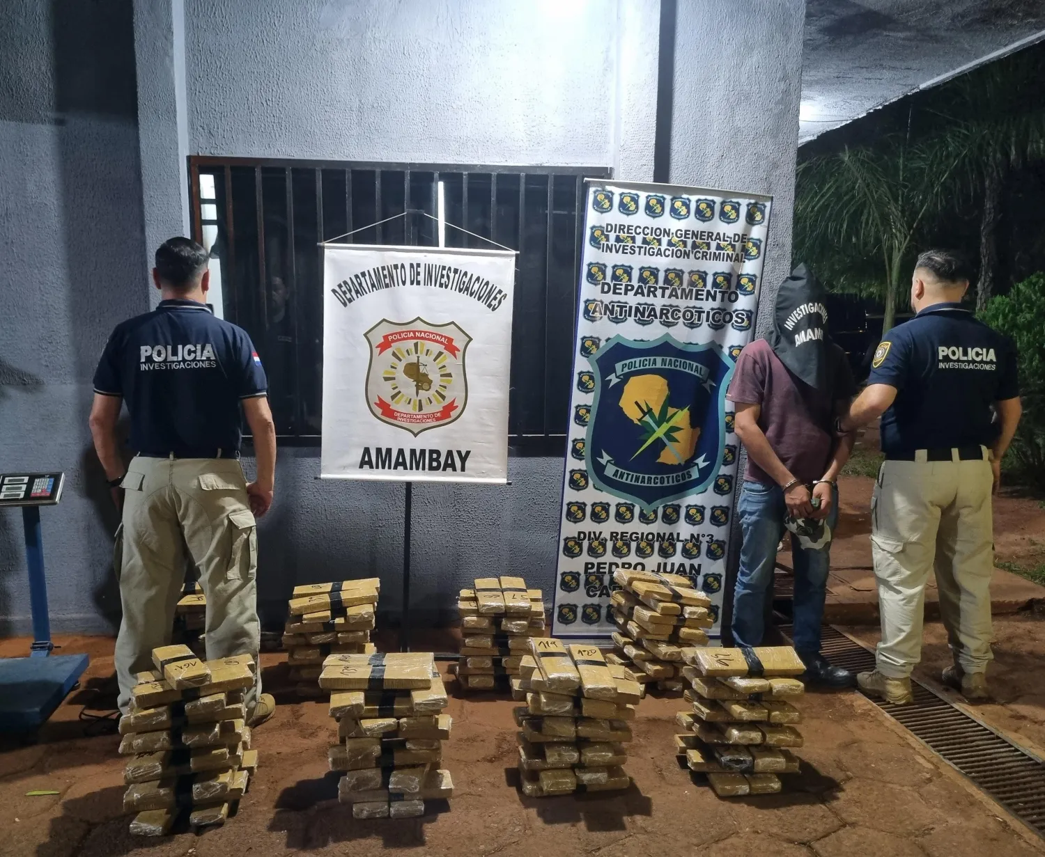 Aprehenden a un hombre con 153 kilos de marihuana en Pedro Juan