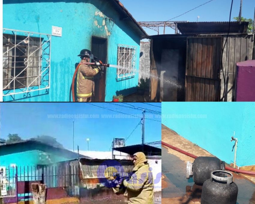 Un depósito de garrafas de gas ardió en llamas en Pedro Juan