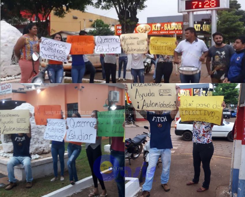 Universitarios de Cap. Bado se manifiestan exigiendo apoyo de  autoridades