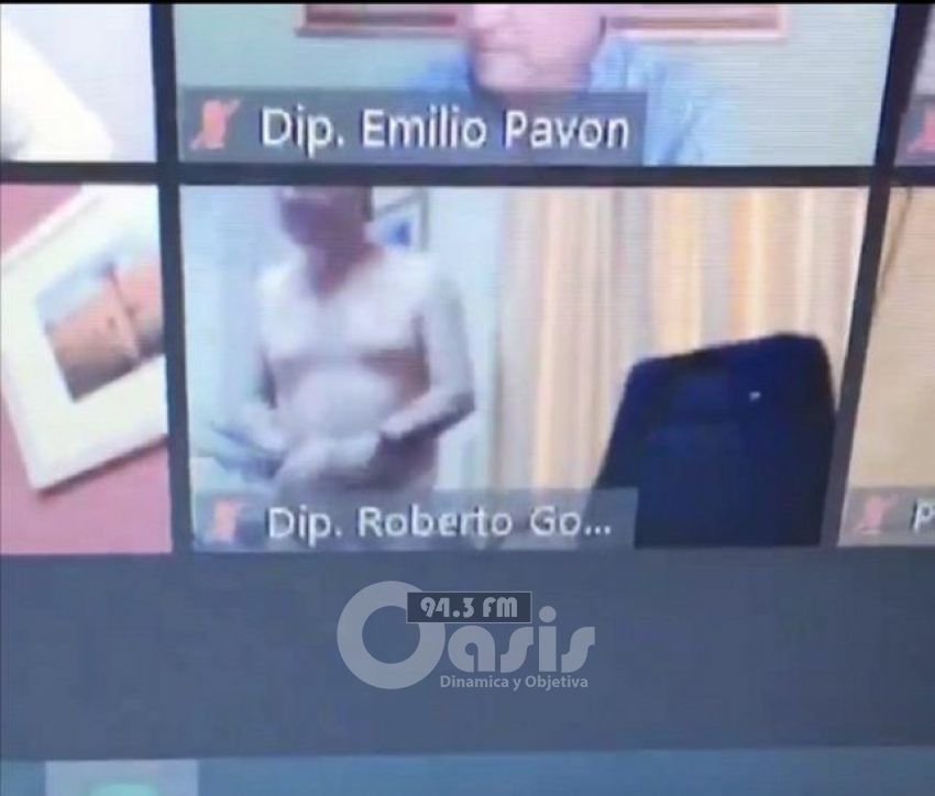 Diputado colorado participó de la sesión virtual semidesnudo