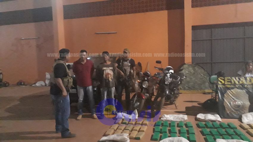 Senad  detiene a dos personas con 236 kilogramos de marihuana en Zanja Pyta
