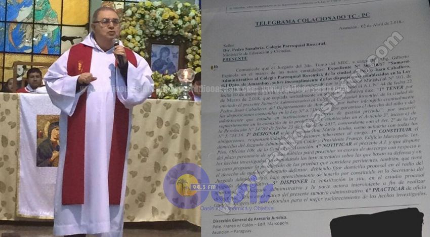 Presentan sumario administrativo contra sacerdote Pedro Sanabria