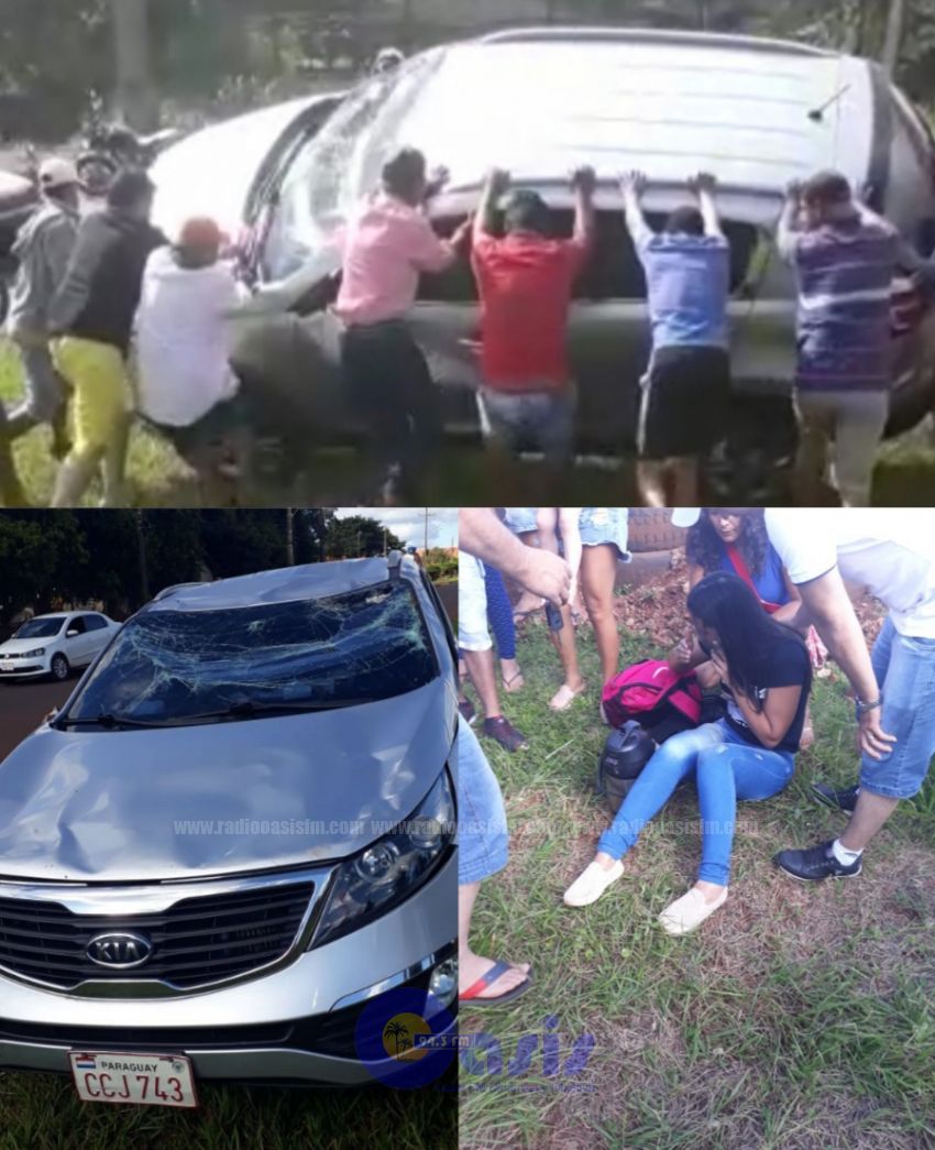 Mujer perdió  el control de su vehículo y volcó  al desviar de un motociclistas en Pedro Juan