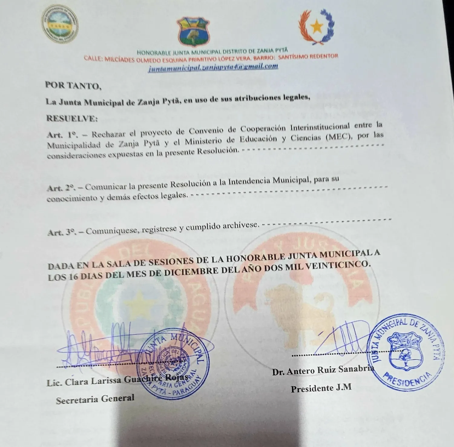 El MEC lamenta rechazo de concejales de Zanja Pyta a convenio educativo que beneficiaba a alumnos de Fortuna Guazú