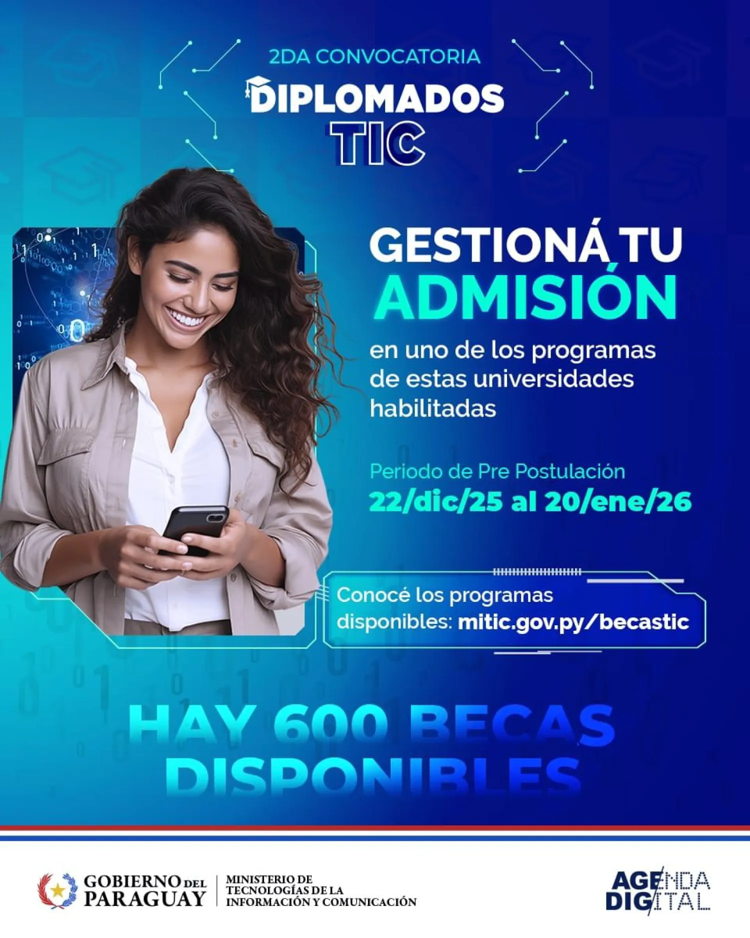 MITIC abre convocatoria a Diplomados TIC y disponibiliza 600 becas