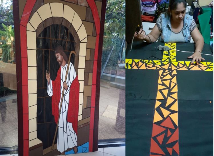 Preparan alfombra para homenajear a la Virgen del Perpetuo Socorro