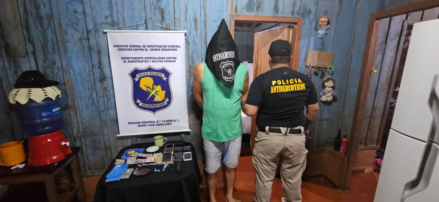 Allanamiento por microtráfico deja un detenido y cocaína incautada en Pedro Juan