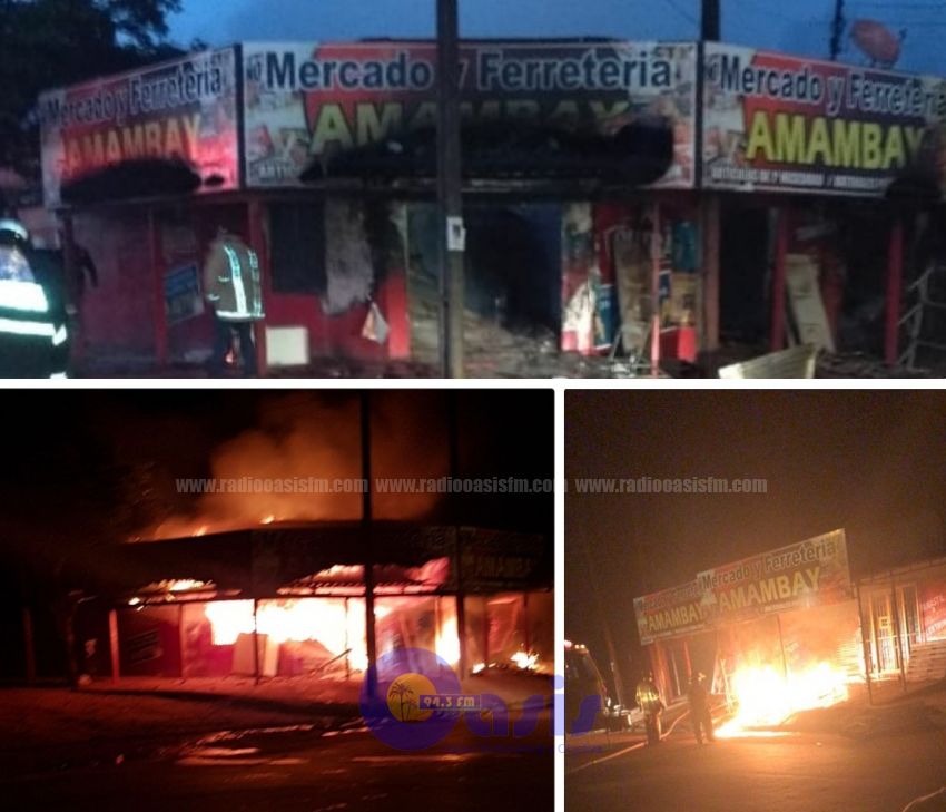 Arde en llamas un local comercial en Pedro Juan