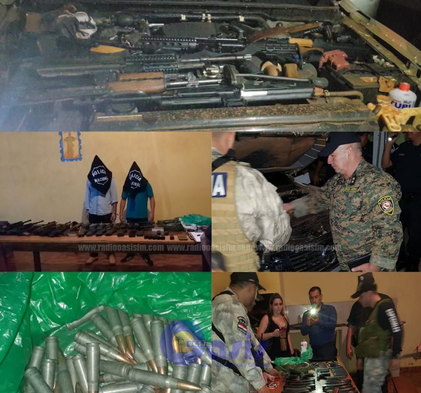 Incautan varios fusiles, pistolas y detienen a dos personas en Pedro Juan