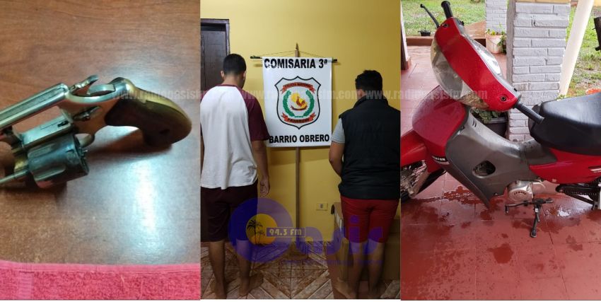 Policía detiene  a dos sujetos con arma de fuego en Pedro Juan