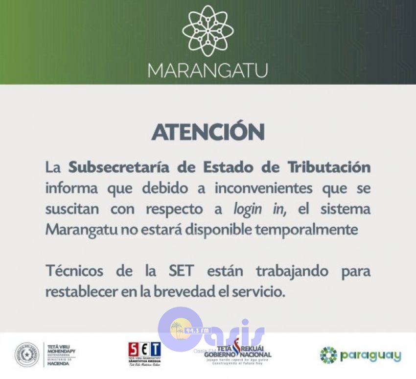 Marangatu 2.0, otra vez con problemas