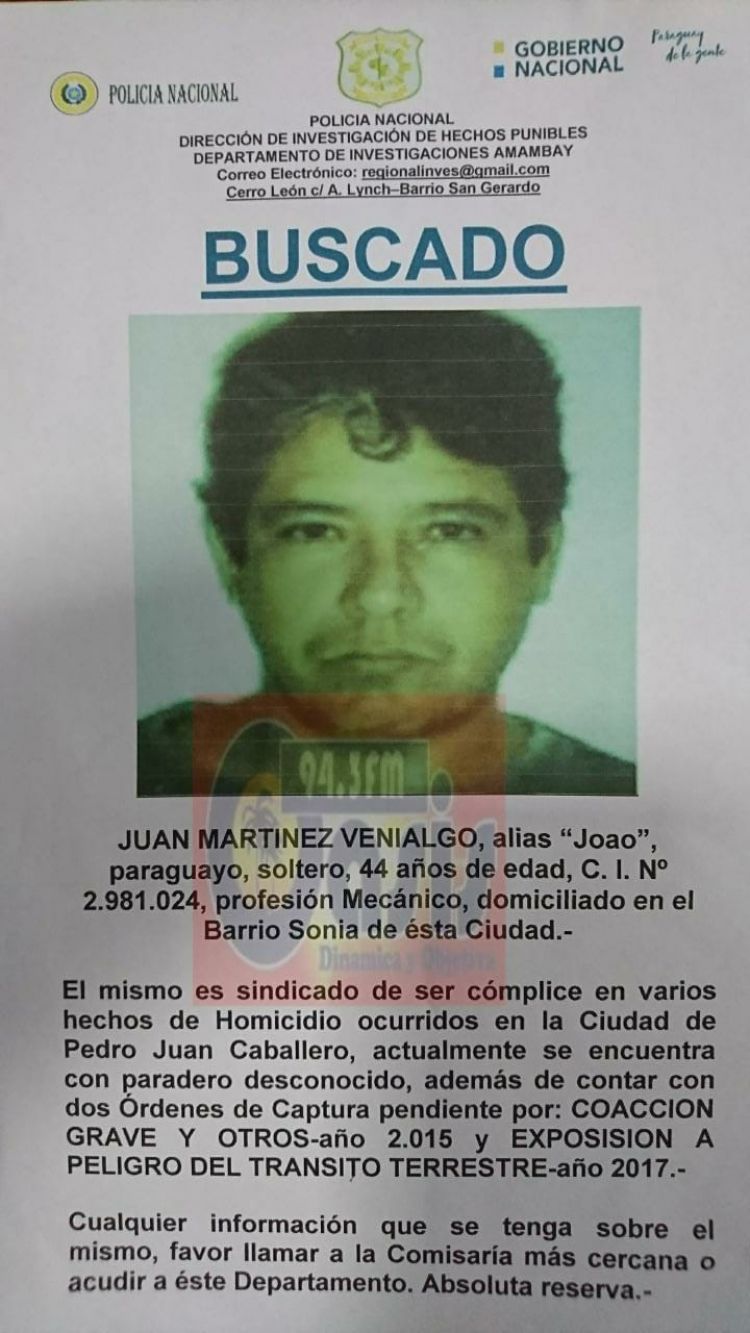Buscan a otro involucrado en asesinato en Pedro Juan