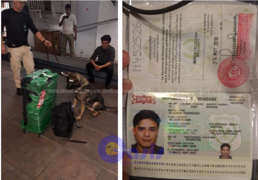 Joven fue detenido  con cocaína en su maleta