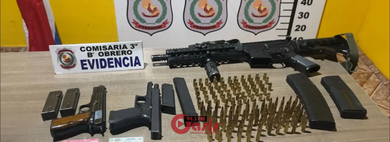 Aprehenden a dos personas e incautan arsenal de armas durante control en Pedro Juan