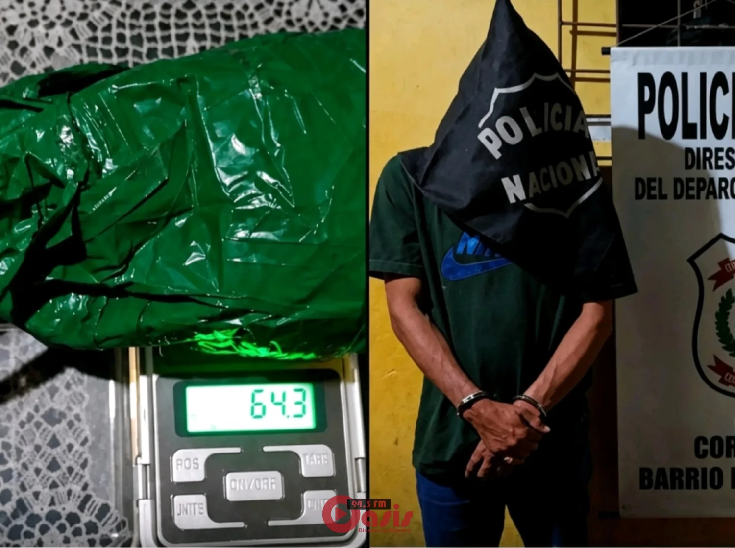 Aprehenden a hombre con supuesta marihuana picada en Pedro Juan
